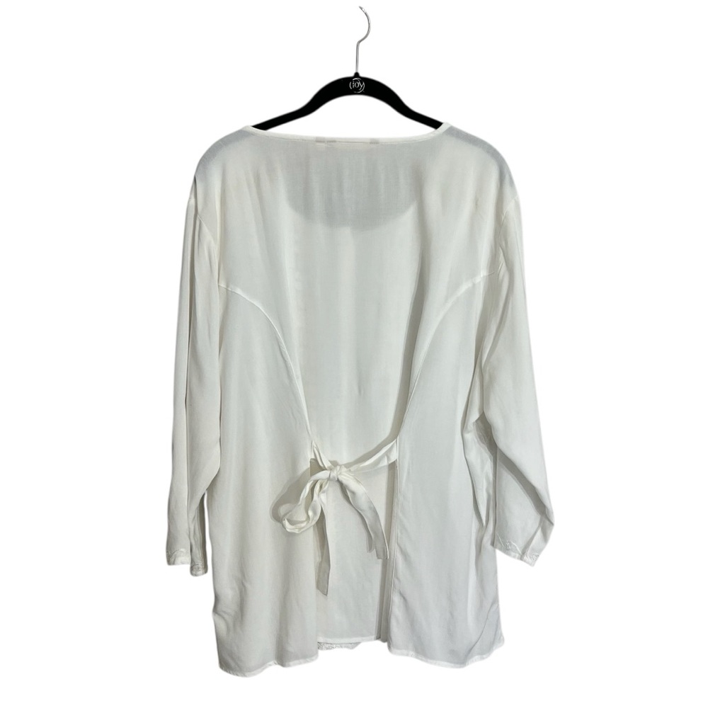 Soft Surroundings white embroidered button tunic top 2x tie back boho romantic - Picture 3 of 15